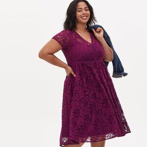 Dark Purple Midi Lace Dress